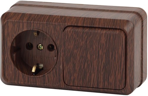 Блок накладной Intro Quadro розетка 1-м.+выключатель 1-кл. венге картинка